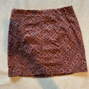 Free People Rust Orange and Black Geometric Patterned Mini Skirt - Size 10